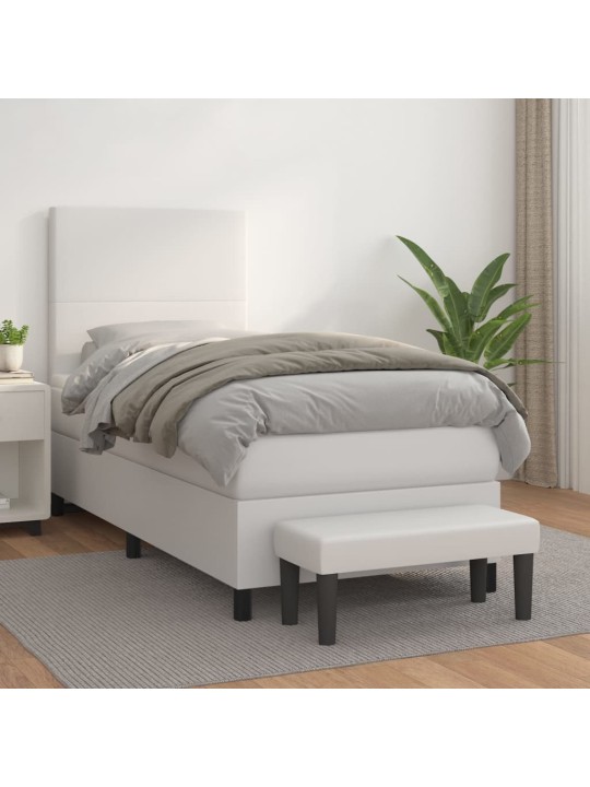 Box spring postel s matrací bílá 90x190 cm umělá kůže