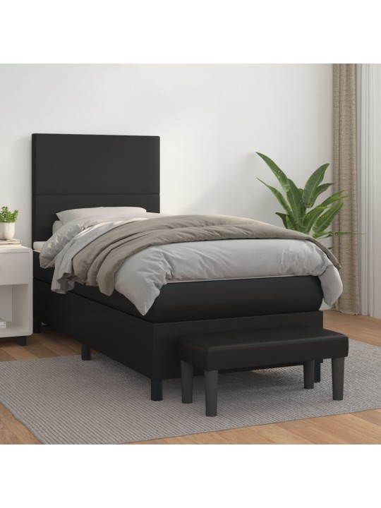 Box spring postel s matrací černá 100x200 cm umělá kůže