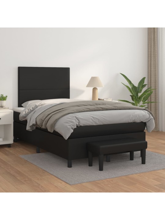 Box spring postel s matrací černá 120 x 200 cm umělá kůže