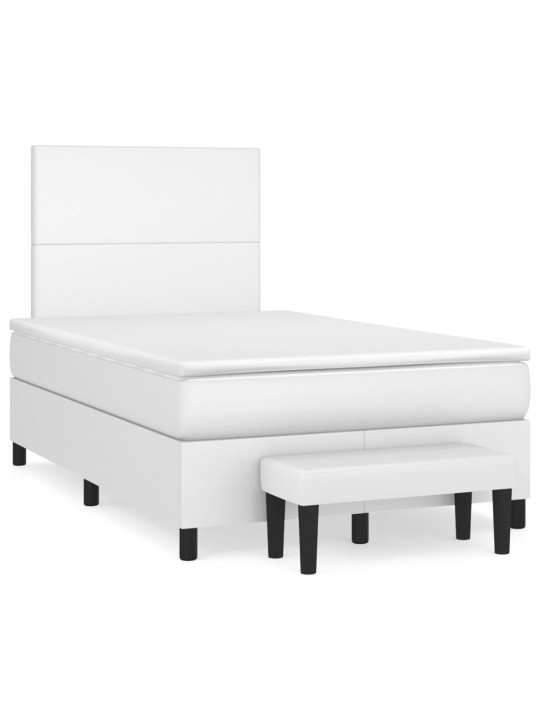 Box spring postel s matrací bílá 120x200 cm umělá kůže