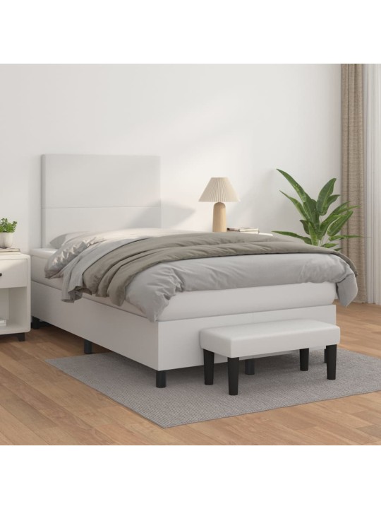 Box spring postel s matrací bílá 120x200 cm umělá kůže