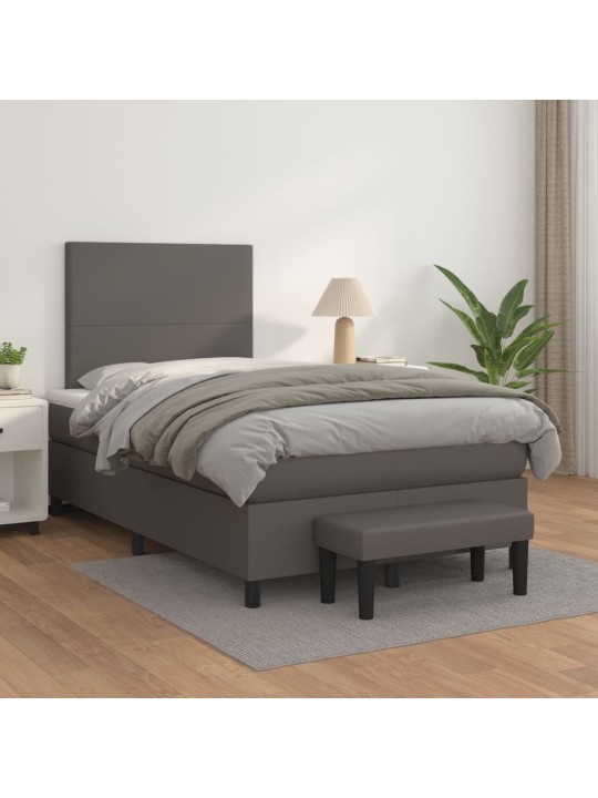 Box spring postel s matrací šedá 120x200 cm umělá kůže