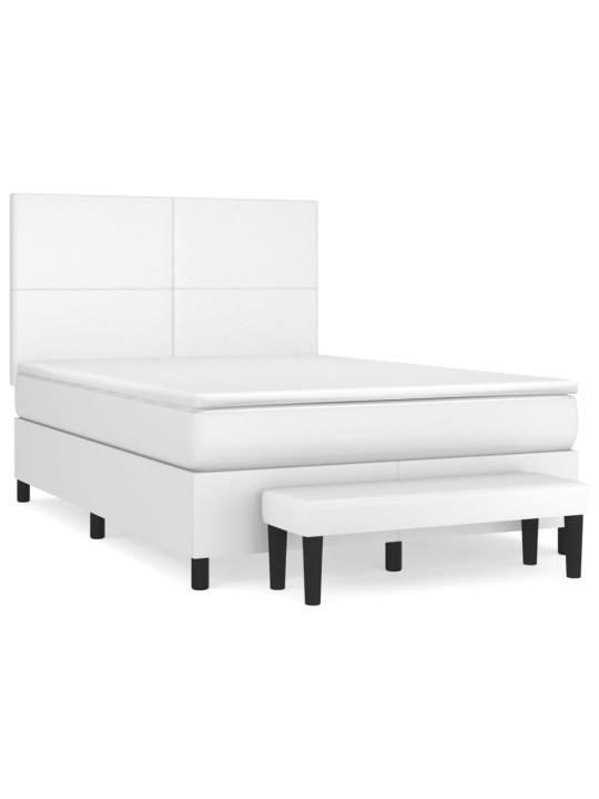 Box spring postel s matrací bílá 140 x 190 cm umělá kůže