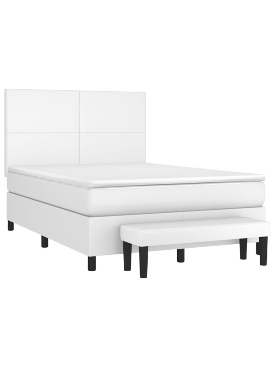 Box spring postel s matrací bílá 140 x 190 cm umělá kůže