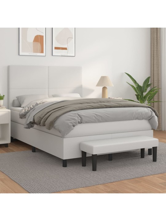 Box spring postel s matrací bílá 140 x 190 cm umělá kůže