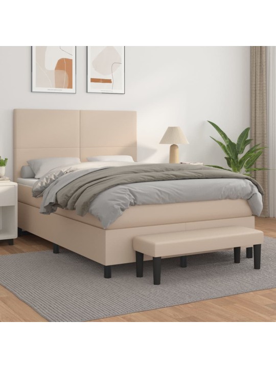 Box spring postel s matrací cappuccino 140x190 cm umělá kůže