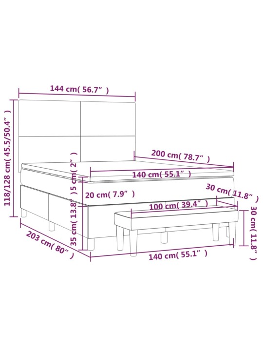 Box spring postel s matrací černá 140x200 cm umělá kůže