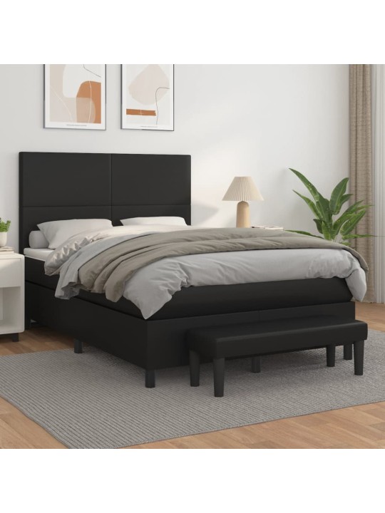 Box spring postel s matrací černá 140x200 cm umělá kůže