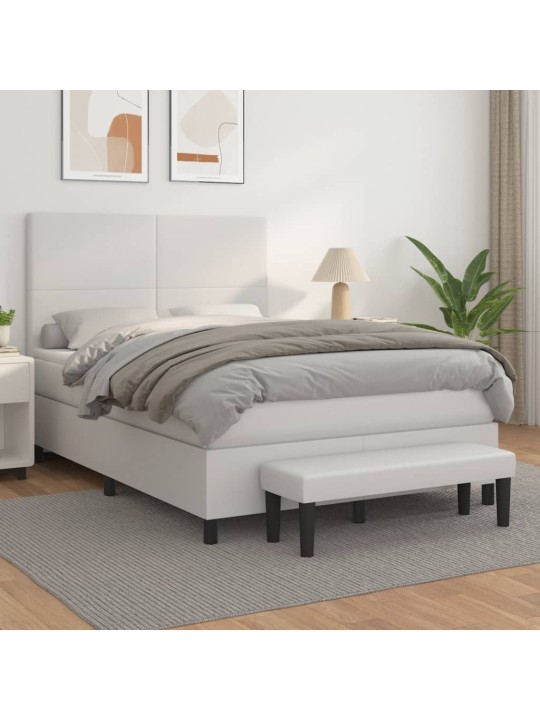 Box spring postel s matrací bílá 140x200 cm umělá kůže