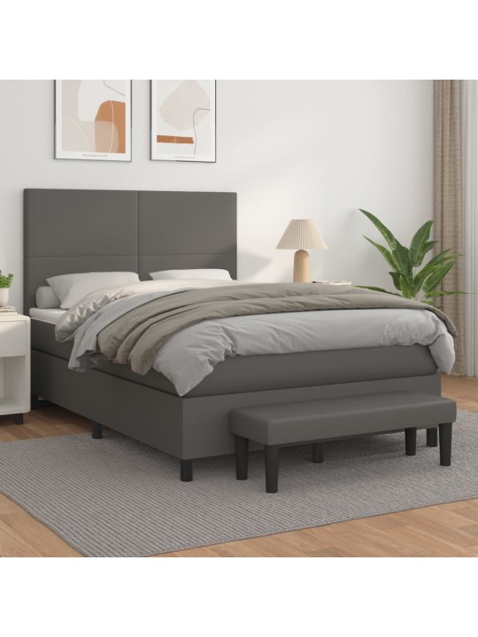 Box spring postel s matrací šedá 140x200 cm umělá kůže