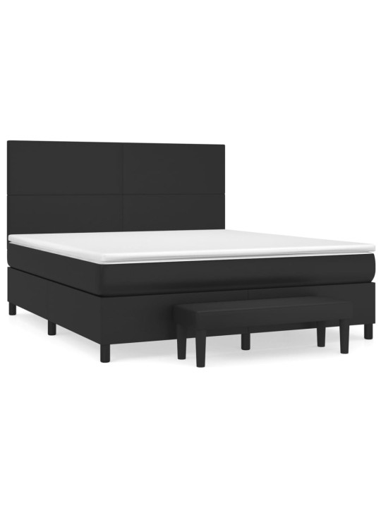 Box spring postel s matrací černá 160x200 cm umělá kůže