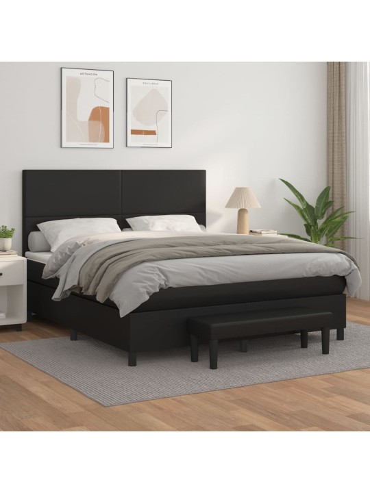 Box spring postel s matrací černá 160x200 cm umělá kůže