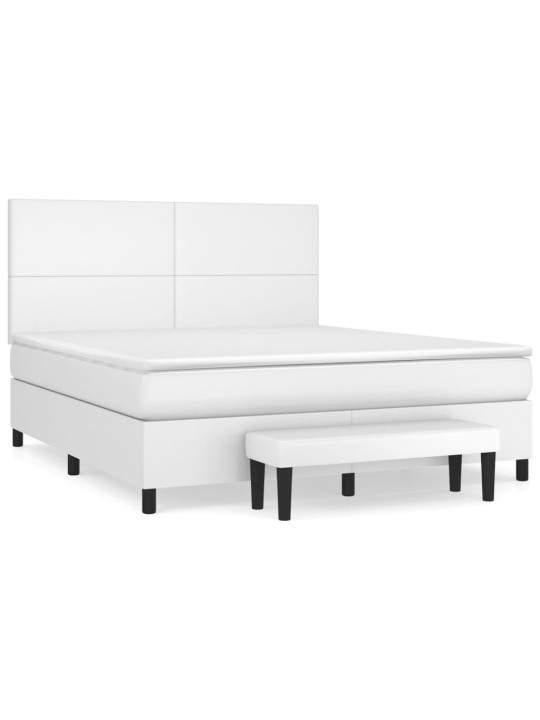 Box spring postel s matrací bílá 180x200 cm umělá kůže