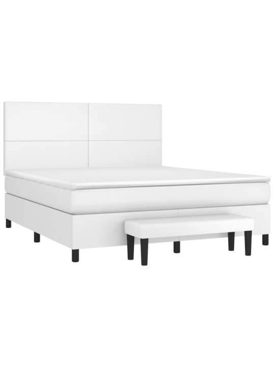 Box spring postel s matrací bílá 180x200 cm umělá kůže