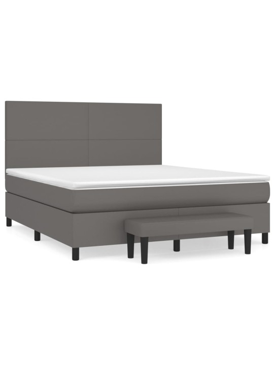Box spring postel s matrací šedá 180x200 cm umělá kůže