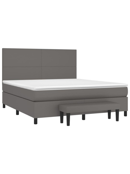 Box spring postel s matrací šedá 180x200 cm umělá kůže