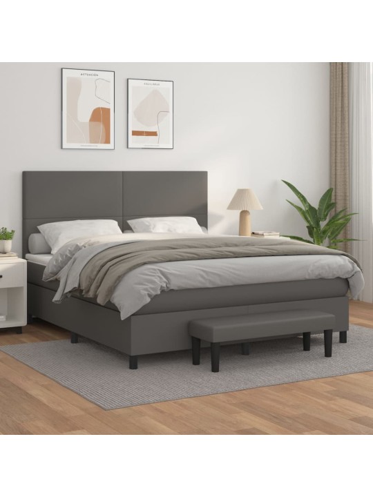 Box spring postel s matrací šedá 180x200 cm umělá kůže