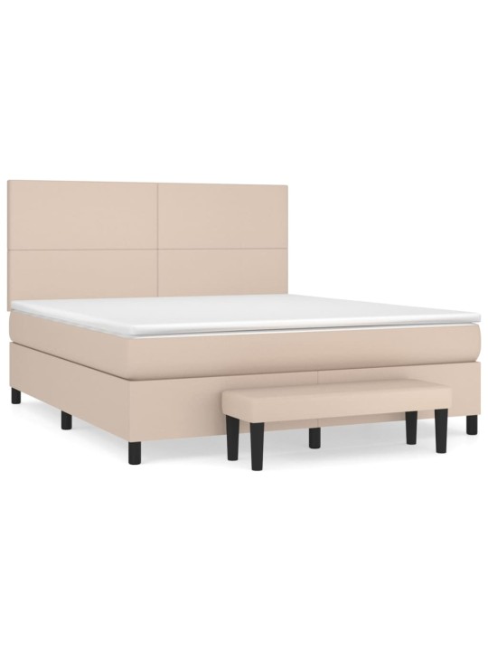 Box spring postel s matrací cappuccino 180 x 200 cm umělá kůže