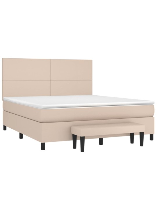 Box spring postel s matrací cappuccino 180 x 200 cm umělá kůže