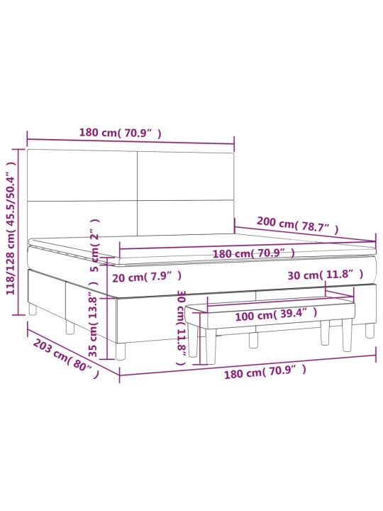 Box spring postel s matrací cappuccino 180 x 200 cm umělá kůže
