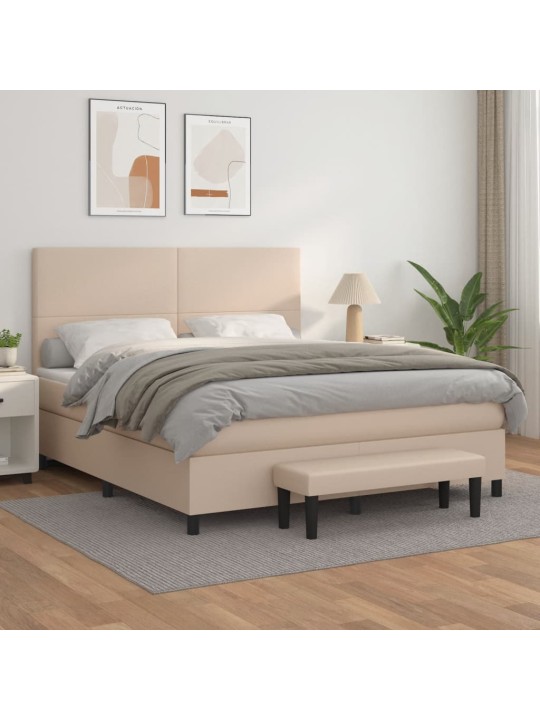 Box spring postel s matrací cappuccino 180 x 200 cm umělá kůže