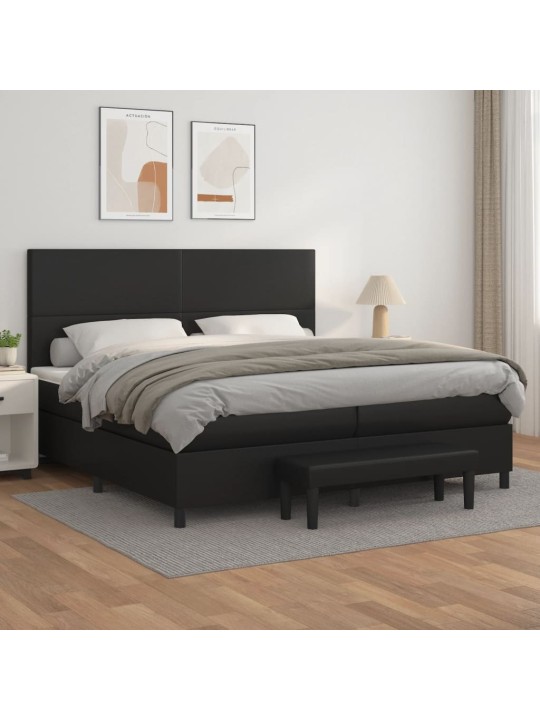 Box spring postel s matrací černá 200x200 cm umělá kůže