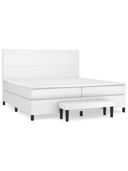 Box spring postel s matrací bílá 200x200 cm umělá kůže