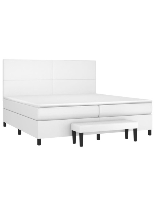 Box spring postel s matrací bílá 200x200 cm umělá kůže