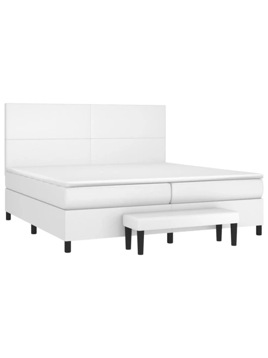 Box spring postel s matrací bílá 200x200 cm umělá kůže