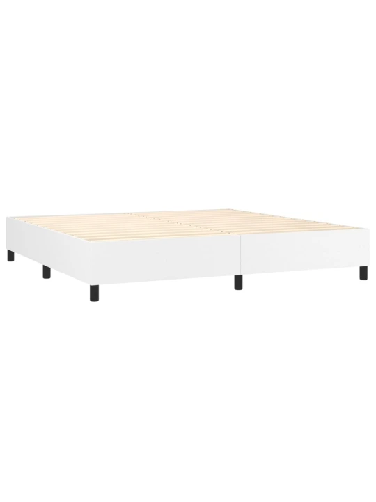 Box spring postel s matrací bílá 200x200 cm umělá kůže