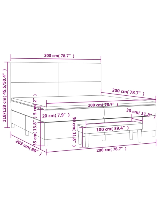 Box spring postel s matrací bílá 200x200 cm umělá kůže