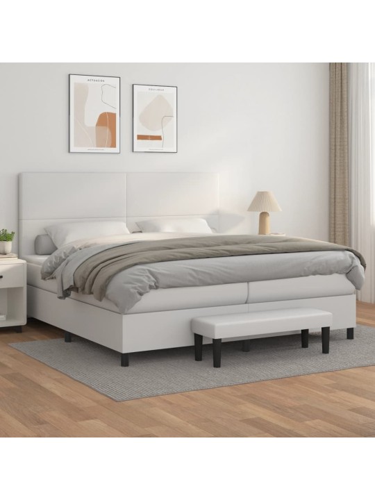 Box spring postel s matrací bílá 200x200 cm umělá kůže