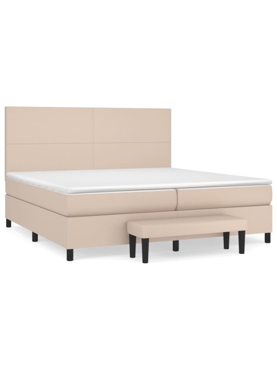 Box spring postel s matrací cappuccino 200 x 200 cm umělá kůže