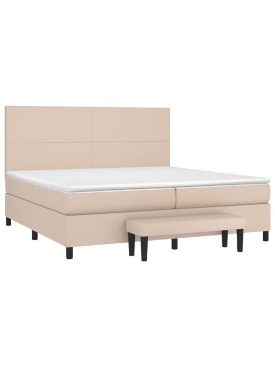 Box spring postel s matrací cappuccino 200 x 200 cm umělá kůže