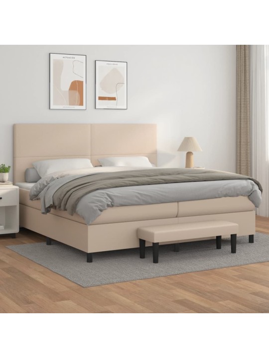 Box spring postel s matrací cappuccino 200 x 200 cm umělá kůže