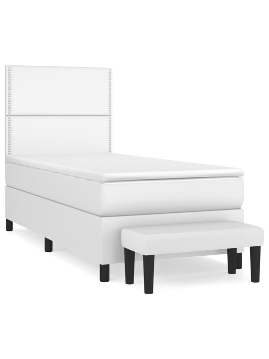 Box spring postel s matrací bílá 90x190 cm umělá kůže