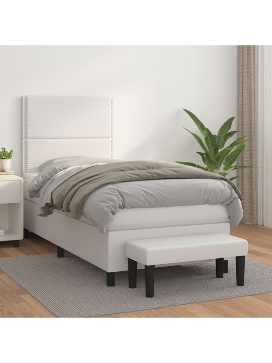 Box spring postel s matrací bílá 90x190 cm umělá kůže