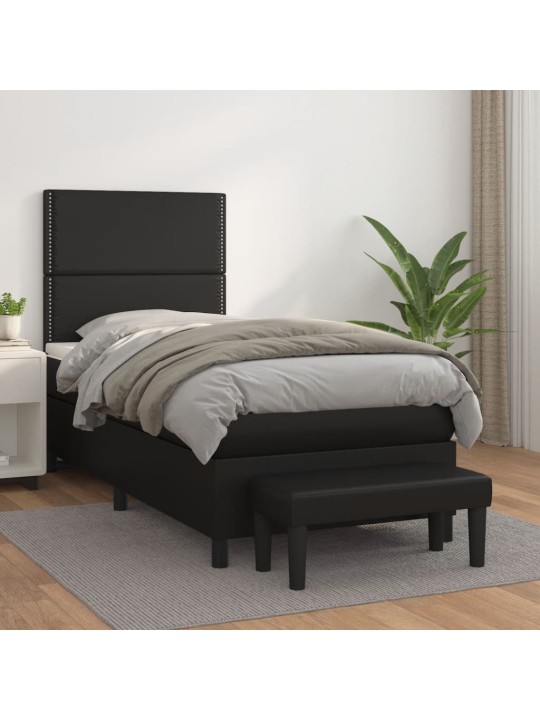 Box spring postel s matrací černá 90x200 cm umělá kůže