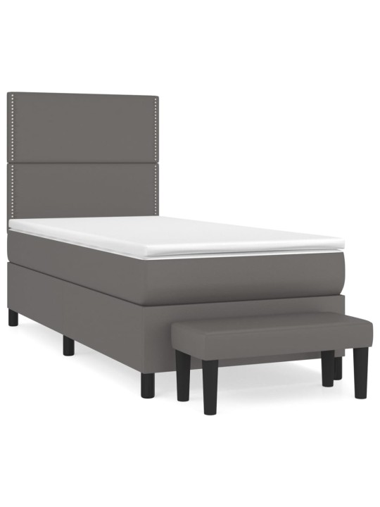 Box spring postel s matrací šedá 90x200 cm umělá kůže