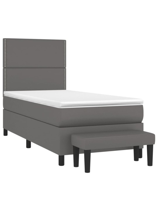 Box spring postel s matrací šedá 90x200 cm umělá kůže