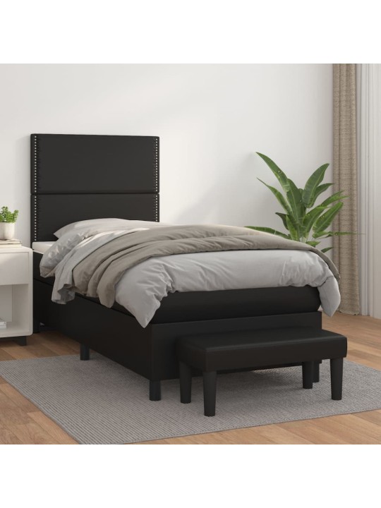 Box spring postel s matrací černá 100x200 cm umělá kůže