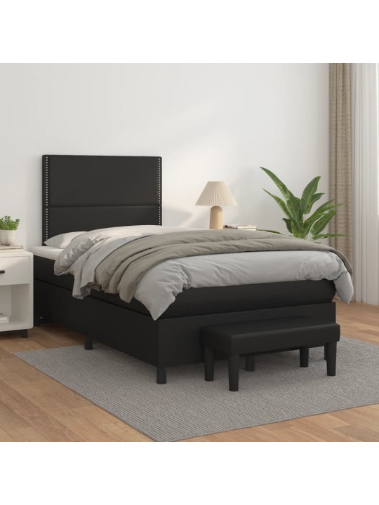 Box spring postel s matrací černá 120 x 200 cm umělá kůže