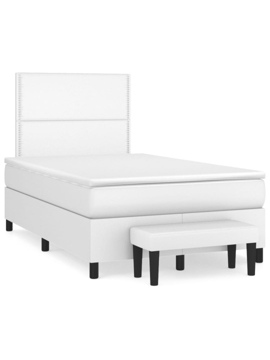 Box spring postel s matrací bílá 120x200 cm umělá kůže