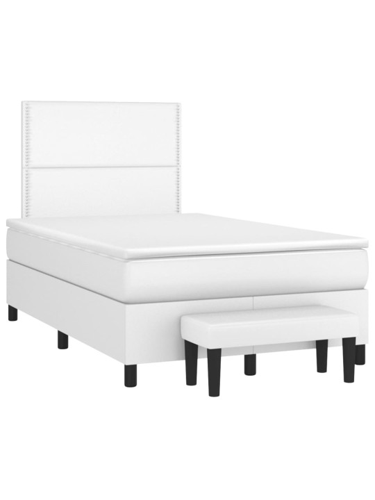 Box spring postel s matrací bílá 120x200 cm umělá kůže