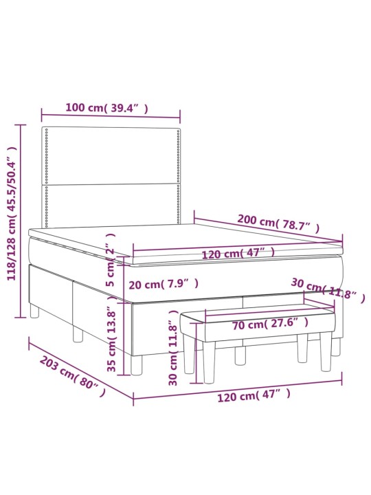 Box spring postel s matrací bílá 120x200 cm umělá kůže
