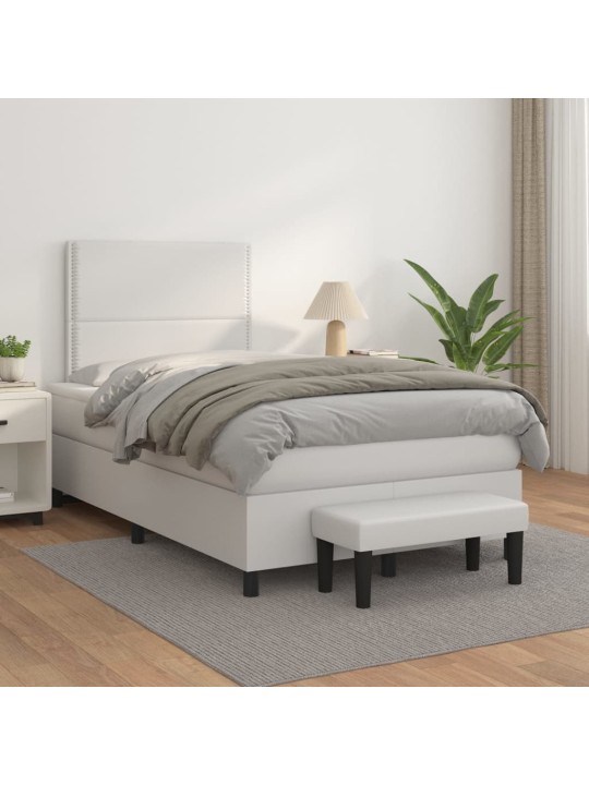 Box spring postel s matrací bílá 120x200 cm umělá kůže