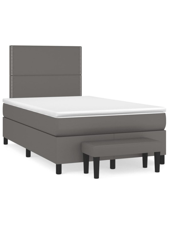 Box spring postel s matrací šedá 120x200 cm umělá kůže