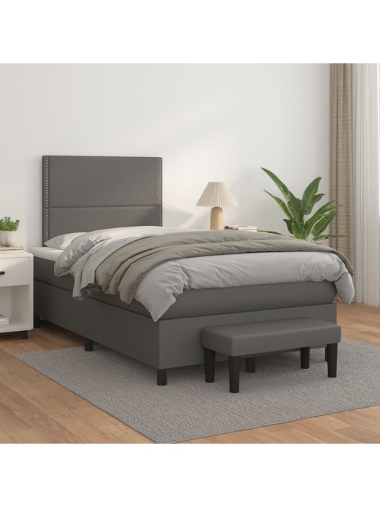 Box spring postel s matrací šedá 120x200 cm umělá kůže