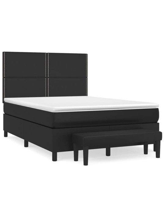 Box spring postel s matrací černá 140 x 190 cm umělá kůže