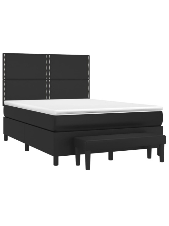 Box spring postel s matrací černá 140 x 190 cm umělá kůže